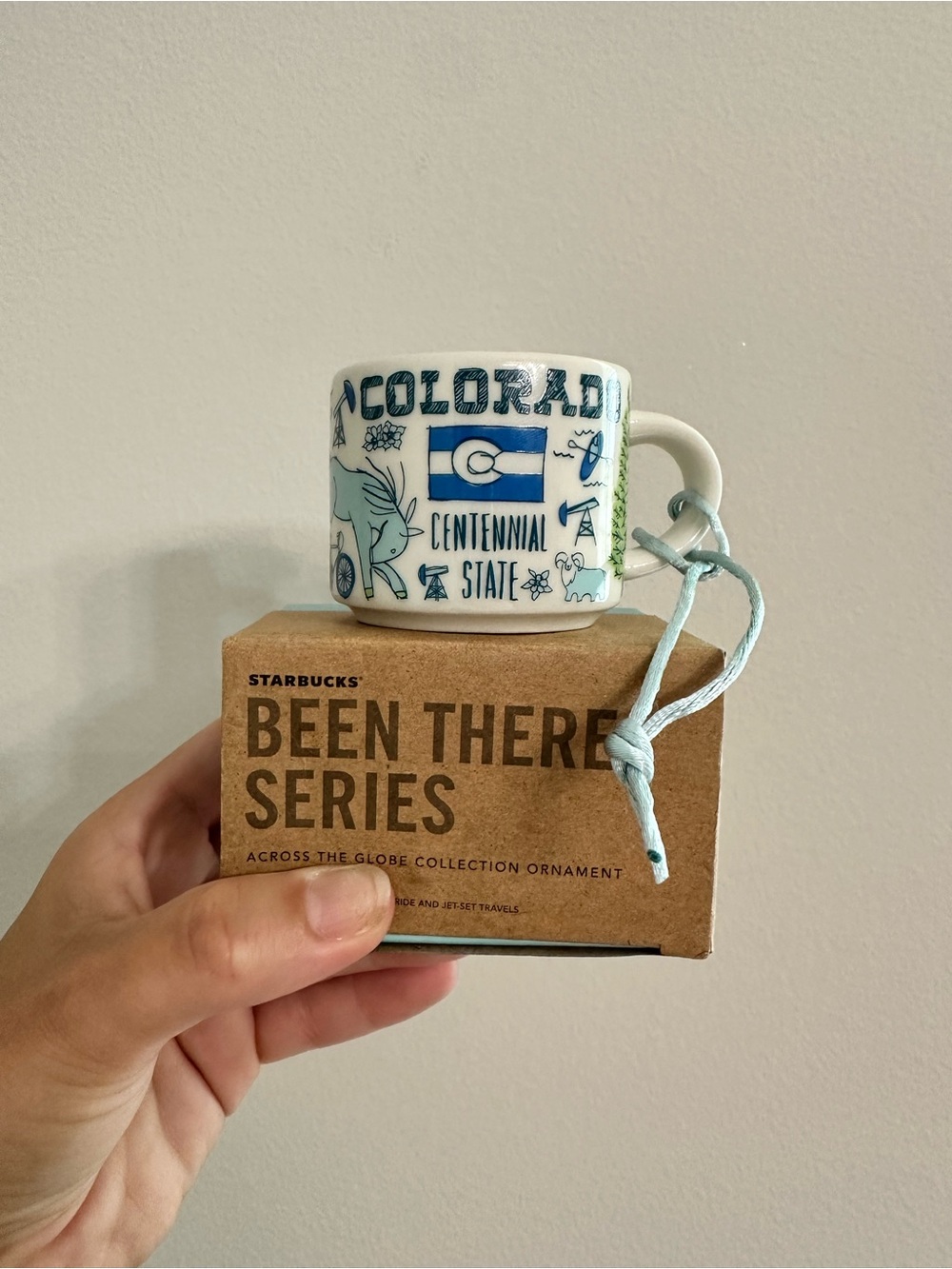 Starbucks Colorado Blue and White Ornament Mug